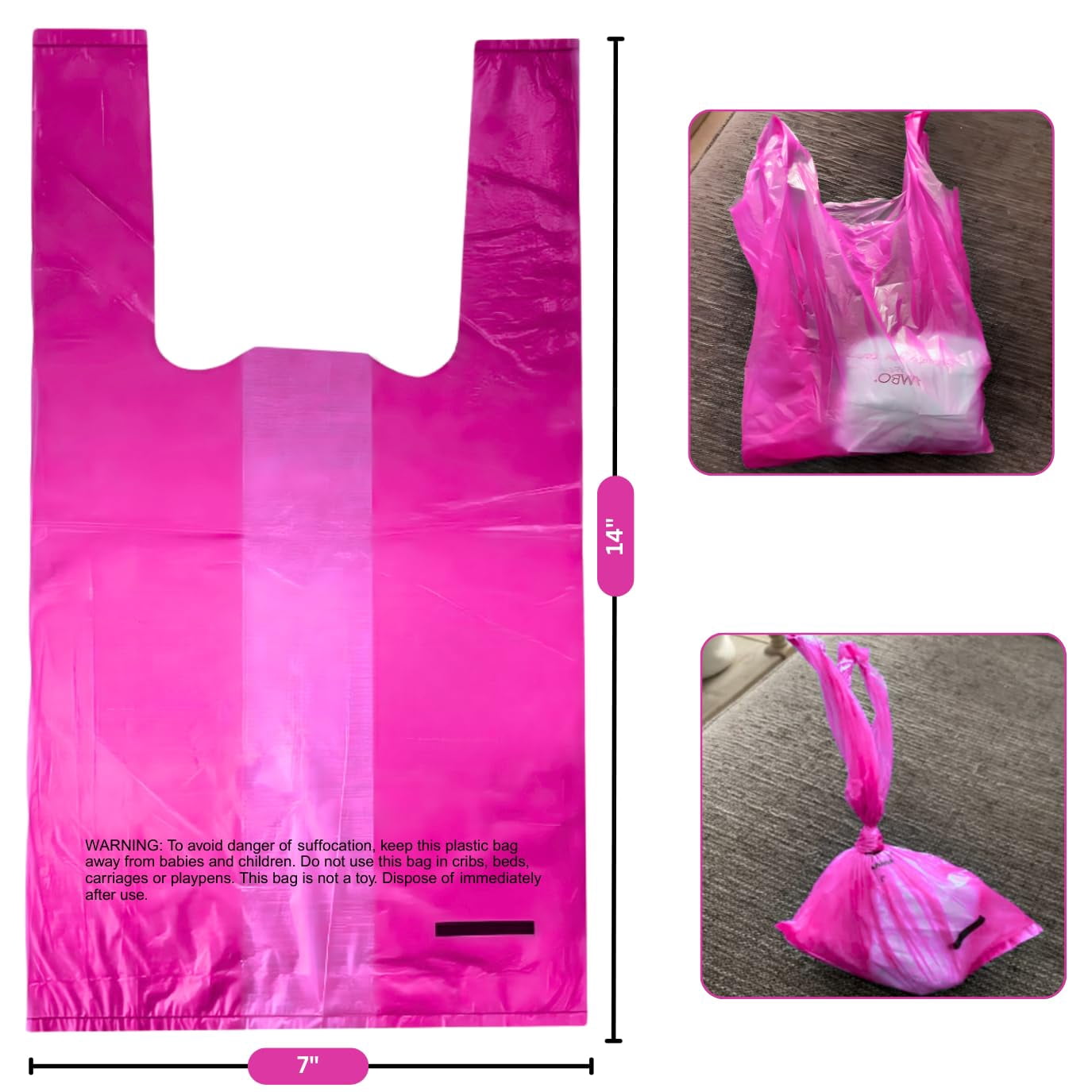 Baby Disposable Diaper Sacks (500 ct.) Lavender Scented, Easy-To-Tie Tabs, Diaper Disposal Pet Waste Bags Bulk Diaper Sacks Dog Poop Bags Cat Waste Bags Sanitary Pads Disposal (500 Bags, Pink)