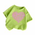 thumbnail image 2 of piuwrlz Kid Short Tops for Girls Short T-Shirts Sleeve Fashionable Printed Round Neck Blouses Cotton T Shirt Top Green Size 8-9 Years, 2 of 5