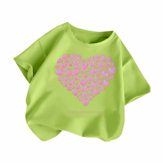 T-shirts à Manches Courtes pour Filles Hauts d'Été pour Enfants T-Shirts à Col Rond