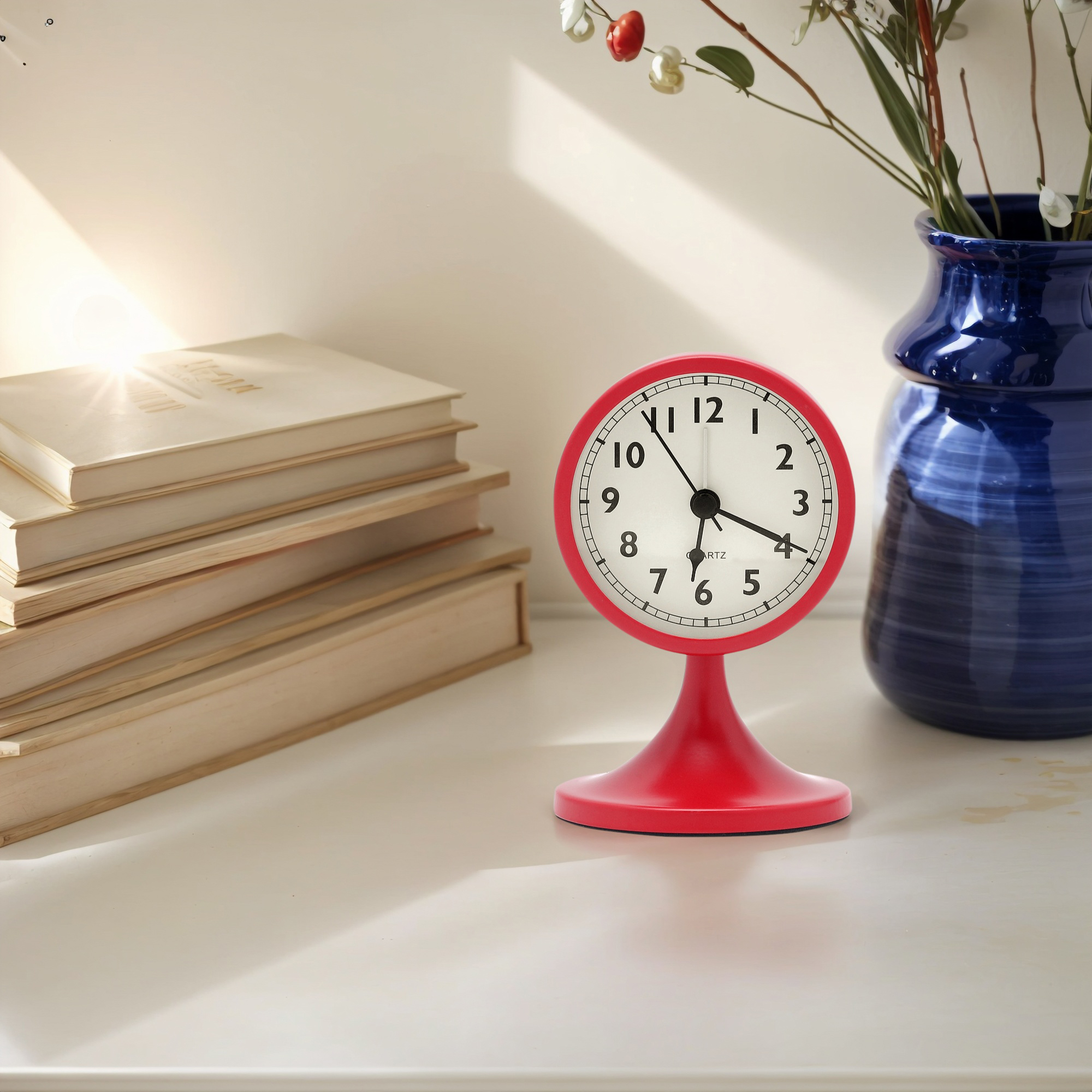 Unique Bargains Mechanical Alarm Clock for Office Red 3.1"L x 3.1"W x 5.0"H