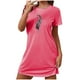 thumbnail image 2 of Camisón corto de talla grande para mujer, camisón de manga corta con estampado de pecho a la moda, camisón para mujer, 2 of 7