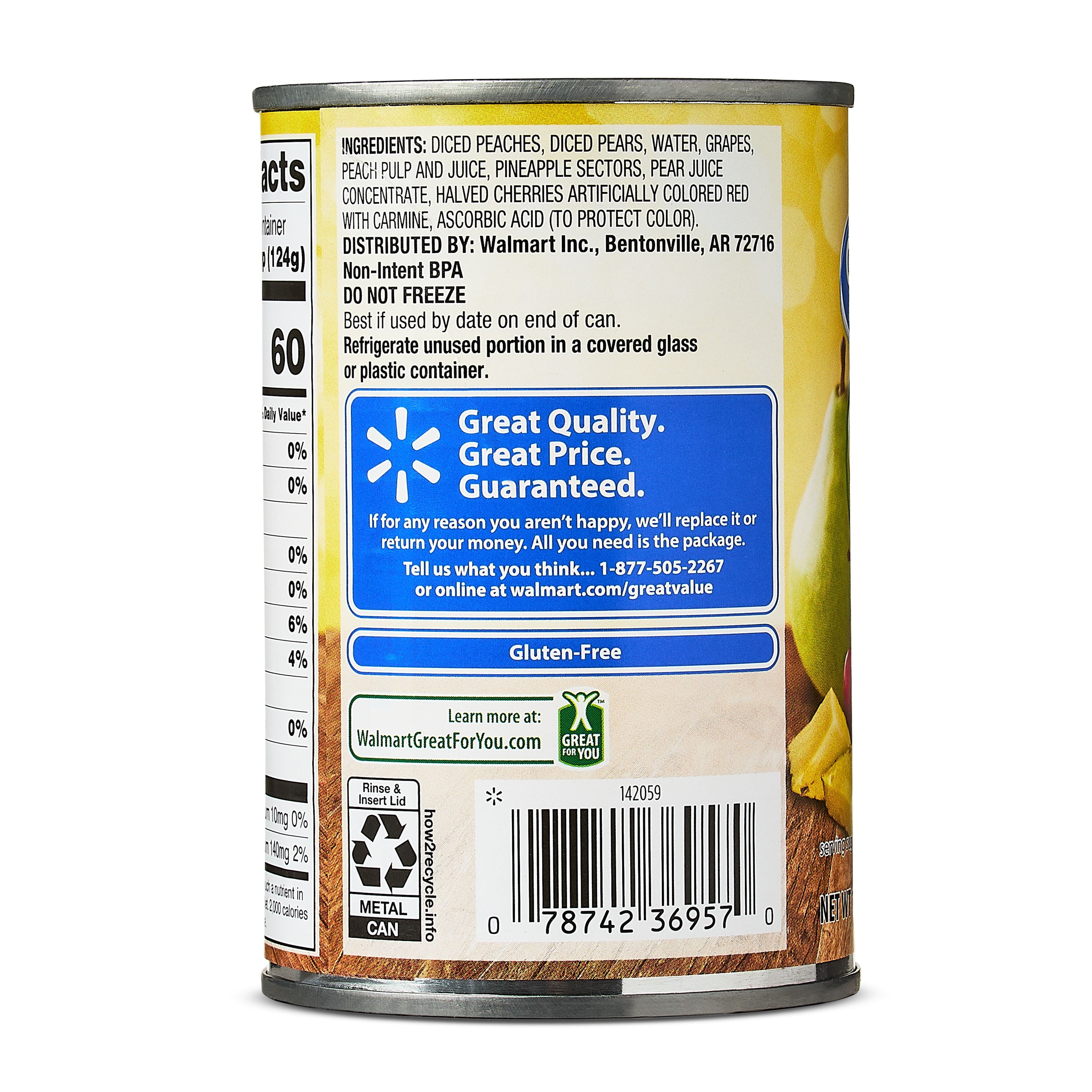 (8 pack) Great Value Fruit Cocktail in Juice, 15 oz