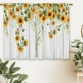 thumbnail image 6 of Wooden Farmhouse Sunflower Kitchen Curtains Rustic Country Wood Sunflower Small Short Cafe Window Curtains Flower Floral Plant Bathroom Drapes Treatment Tier Curtains 2 Panels (27.5x36 Inch), 6 of 6