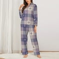 thumbnail image 3 of Bingfone Womens Pajama Sets Purple Floral Gingham Check Plaid Print,Long Sleeve Loungewear Pajamas Set-Large, 3 of 9