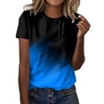 thumbnail image 1 of LUOGENLI T-shirts pour Femme pour Femmes Femmes Quotidien Été Imprimé Dégradé Col Rond Débardeurs Manches Courtes Chandails d'Entraînement Décontractés Amples T-shirts pour Femmes T-shirts Graphiques T-shirts TTG Grande Taille Vêtements d'Été Bleu Ciel G, 1 of 4