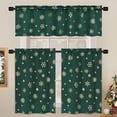 thumbnail image 4 of Christmas Kitchen Curtains, Gold Snowflake Foil Print Christmas Tier Curtains 36 Inch Length, Rod Pocket Green Christmas Curtains for Kitchen, 26" W x 36" L, 2 Panels, 4 of 6