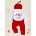 thumbnail image 6 of Hirigin Baby Boy My First Valentine's Day Outfits Long Sleeve Romper Bodysuit Top Pants Hat 3 Piece Clothes Set, 6 of 9