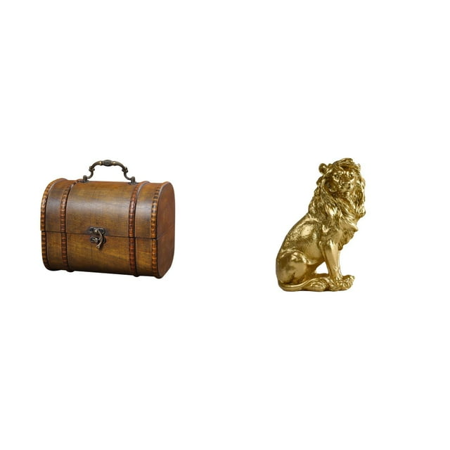 Estuche organizador de joyas,Organizador de joyas de madera para mujeres,hombres y niñas,Estatua de león pequeño,Estatua de león de escritorio,decoración para el hogar,de