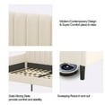 thumbnail image 5 of Gzxs Modern Velvet Upholstered Daybed, Twin Size Comfortable Sofa Bed with Ribbed Tufted Backrest and Sturdy Bentwood Slats Support, Beige, 5 of 8