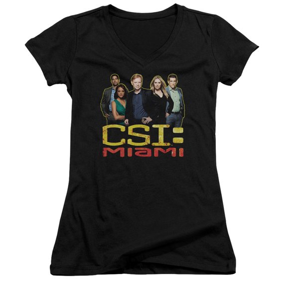 Csi Miami The Cast In Black Junior Women's V-Neck T-Shirt Black