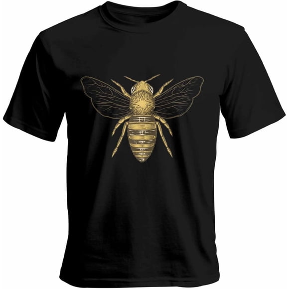 Camisetas casuales de manga corta con estampado de abeja y miel para hombre