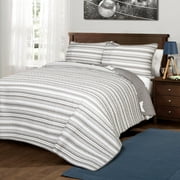 Lush Decor Star Geometric Cotton Reversible Quilt, Full/Queen, Navy, 3-Pc Set
