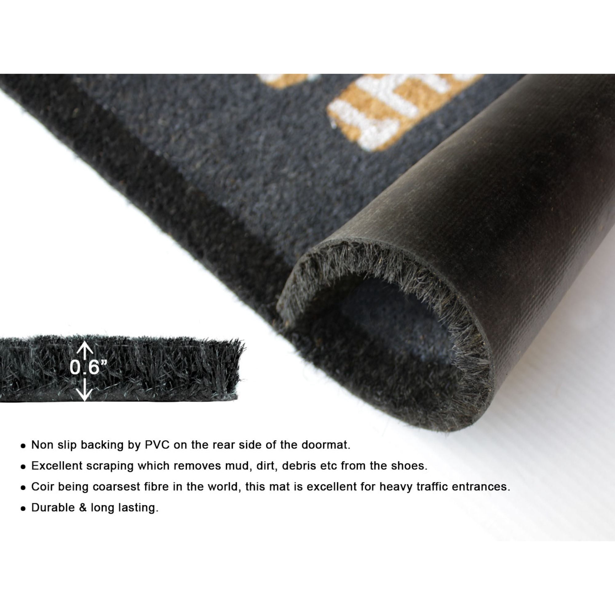 Rugsmith White Machine Tufted Scripty Home Doormat, 18" x 30"