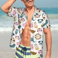 thumbnail image 3 of Fotbe Cartoon Animals Hawaiian Shirt for Men Unisex Summer Beach Casual Short Sleeve Cotton Linen Button Down Shirts-X-Large, 3 of 5