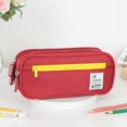 thumbnail image 2 of BinKFF Large Capacity Pencil Case 3 Compartments, Portable Pencil Case with Zipper, Aesthetic Pencil Bag Pouch College Office, Multifunctional Stationery Organizer for Adults, 2 of 5