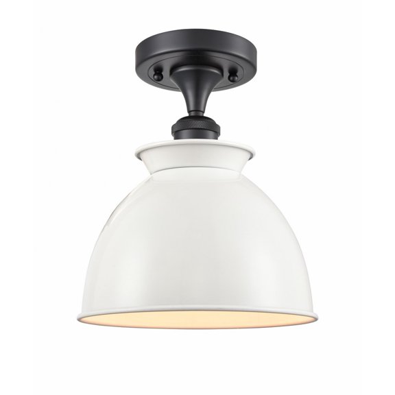 516-1C-BK-M14-W Innovations Lighting Adirondack - 1 Light Semi-Flush Mount In Industrial Style-12 Inches Tall and 8.5 Inches Wide-Matte Black Finish