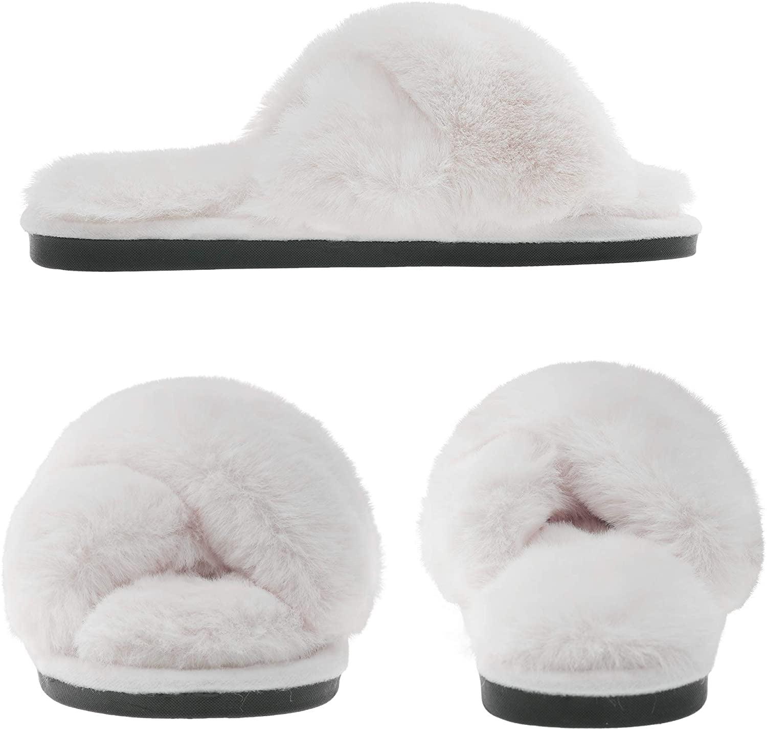 plush house slippers Memory Foam Anti-Slip Indoor Outdoor Slipper Slippers for Women Fluffy Furry Fur House Shoes Womens fuzzy slippers 