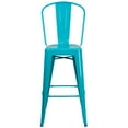 thumbnail image 6 of Emma + Oliver Commercial Grade 30"H Teal-Blue Metal Indoor-Outdoor Barstool with Back, 6 of 11