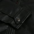 thumbnail image 4 of Herrnalise Men's Fashion Casual Leather Long Jacket Sleeve Lapel Pocket Zipper Fitted Top Coat Black, 4 of 5