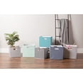 thumbnail image 4 of Design Imports CAMZ10604 13 x 13 x 13 Po Cube de Rangement Carré en Polyester à Rayures &44; Bleu Nautique, 4 of 10