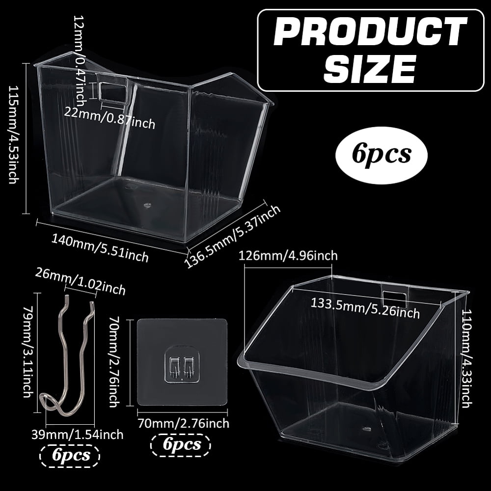 1 Set Pegboard Hooks Kits with 201 Stainless Steel Hook Hangers & Plastic Storage Box Stainless Steel Color 140x136.5x115mmDIY