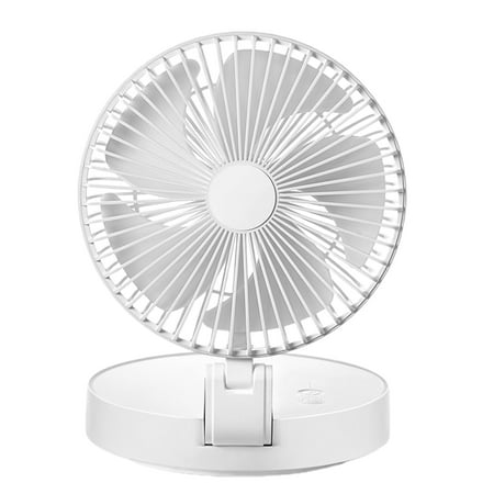 

MWstore 4000mAh Desk Fan Folding USB Rechargeable Adjustable 3 Speeds Auto Rotate Summer Gift Stable Base Night Light Desk Fan for Office