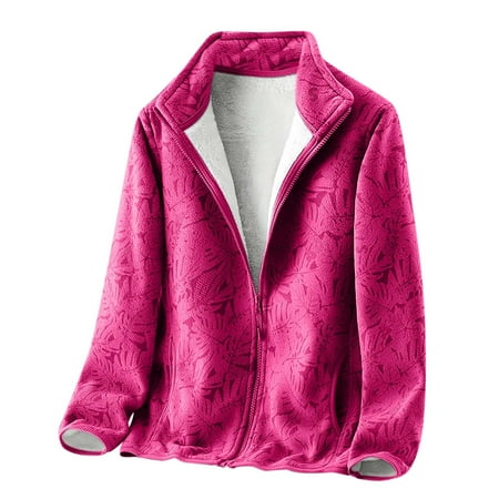 

Corduroy Sherpa Jacket for Women Long Sleeve Rose Print Zip up Fleece Fur Collar Winter Warm Coat