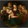 thumbnail image 2 of Piero di Cosimo 15x15 Gold Ornate Wood Frame and Double Matted Museum Art Print Titled - Virgin and Child with the Young Saint John the Baptist, Saint Cecilia, and Angels (C. 1505), 2 of 4