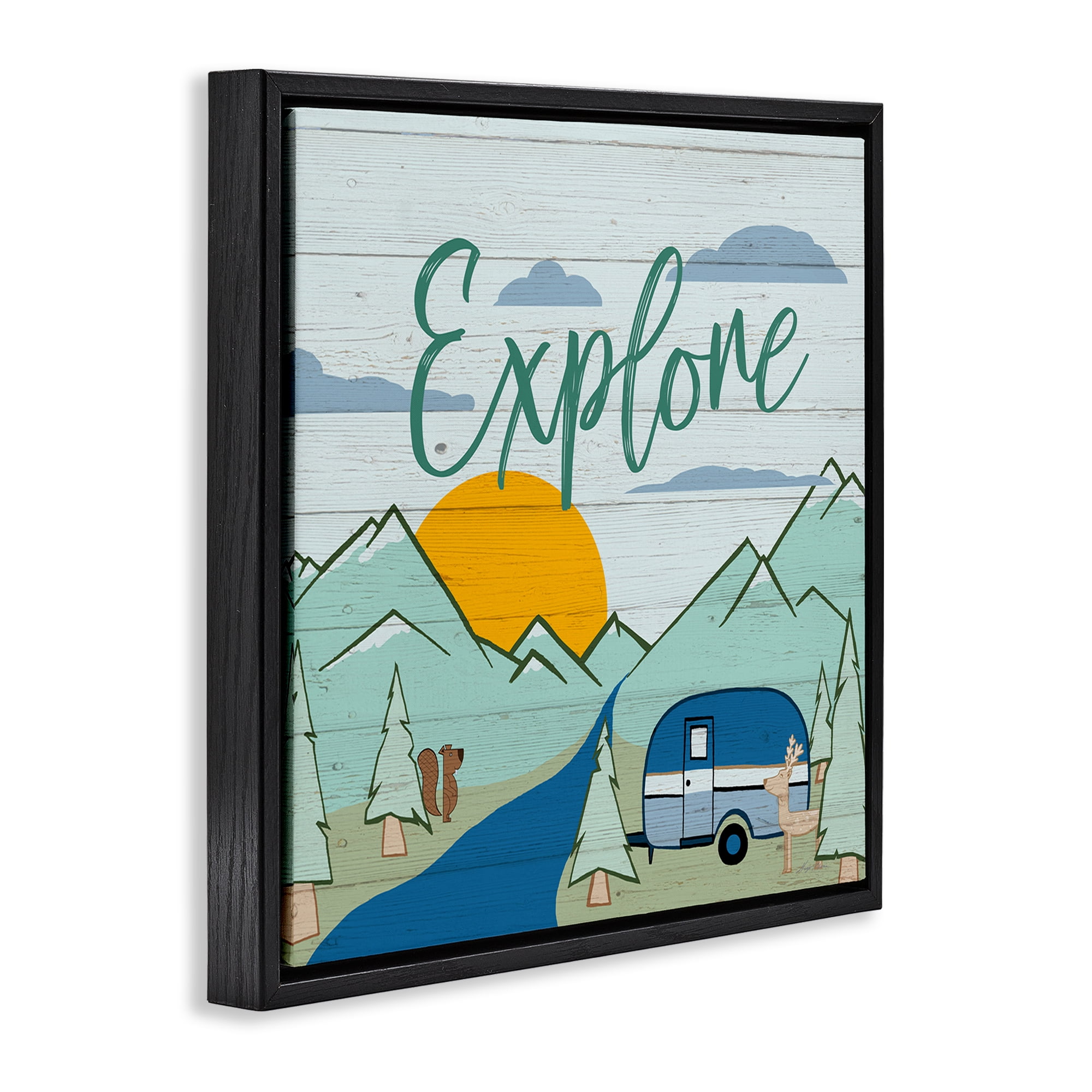 Stupell Industries Explore Rustic Adventure Landscape & Nature Painting Black Floater Framed Canvas Art Print Wall Art, 25 x 25