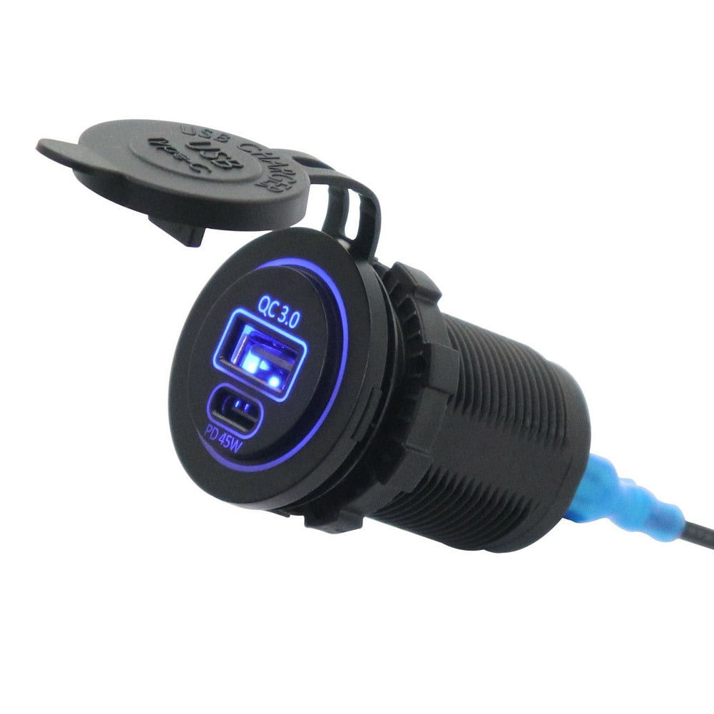 The Latest 12V PD USB-C ,45W Car USB Charger QC3.0 Fast Charge For Phone ,Laptop