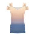 thumbnail image 4 of Fiudx Camisas de Mujer Blusas con Cuello En V y Hombros Descubiertos para Mujer, Top de Manga Corta, 4 of 5