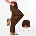 thumbnail image 4 of Diufon Womens Linen Pants Summer Drawstring High Waisted Palazzo Pants with Pockets Casual Wide Leg Trouser, 4 of 11