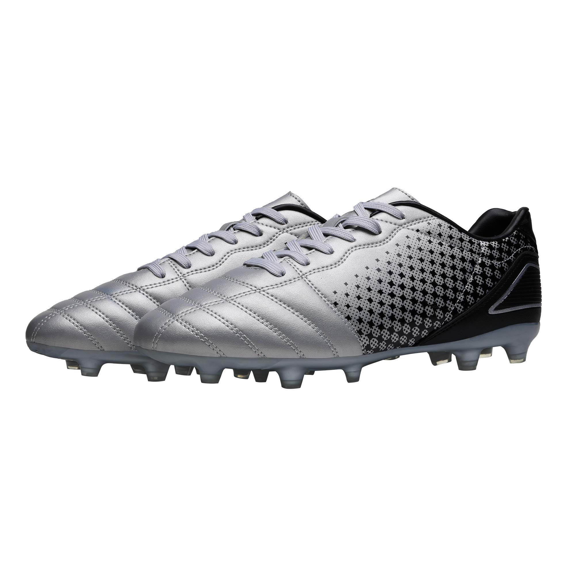 Dream Pairs Men's Soccer Cleats Firm Ground Silver/Black photo 4