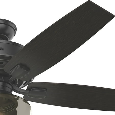 Hunter - Bennett Indoor Ceiling Fan With Light, Remote, 52-inch, Matte Black, Rustic-style, 3-speed WhisperWind Motor, 54187, for living rooms, bedrooms, home offices, kitchens