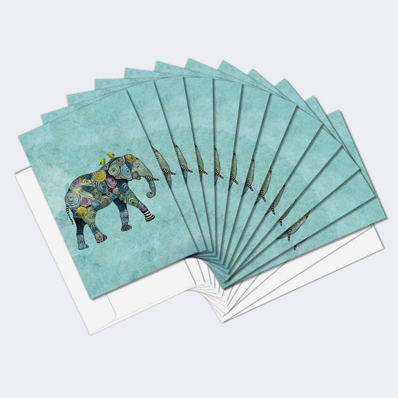 Tree-Free Greetings All Occasion Greeting Card 12 Pack, 4x6, Elephant and Yellowbirds (AFS1037)