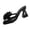 Slipper - Black, variant on Dressy Sandals for Women Open Toe Slip On Mules Low Flared Heel Slides with Gorgeous Oversized Floral Applique Chic Evening Party Wedding Guest Footwear
