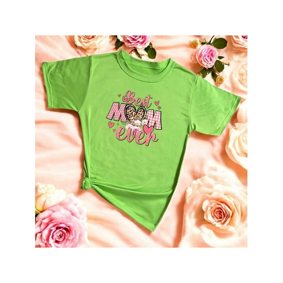 Playera Blusa De Best Mom Ever Moda Fashion Para Mujer Color Verde Lima Talla Extra Grande Marca Emil SaEs