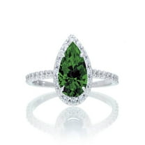 1.5 Carat Classic Pear Cut Emerald With Diamond Celebrity Engagement Ring on 10k White Gold