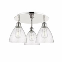 Innovations Lighting  Bristol Glass - 3 Light 19" Flush Mount Polished Nickel/Seedy