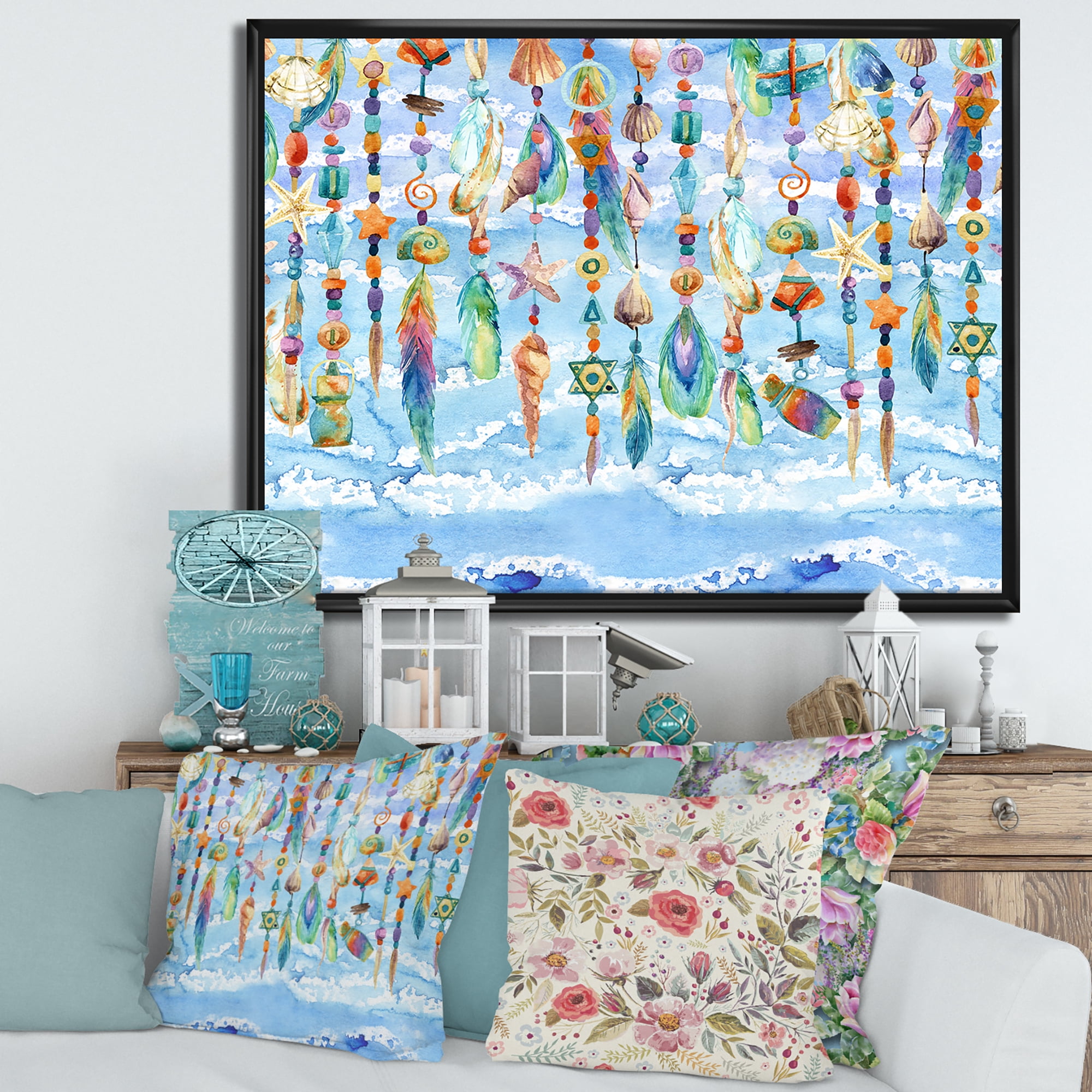 Designart 'Jewelry of Beads and Sea Shell' Traditional Framed Canvas Wall Art Print