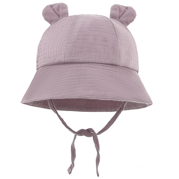 Ulanda Baby Summer Sun Hat Infant Boys Girls Outdoor Breathable Hat Toddler Medical Cotton Yarn Bucket Hats (Purple, 3-12 Months)