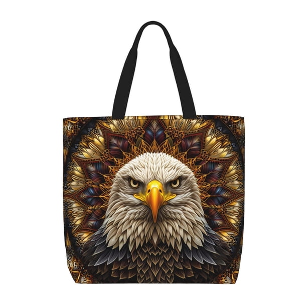 Easygdp Vintage Pattern Bald Eagle Bolsa Tote para Mujer, Bolso de Hombro para Trabajo, Playa, Viajes, Compras y Supermercado