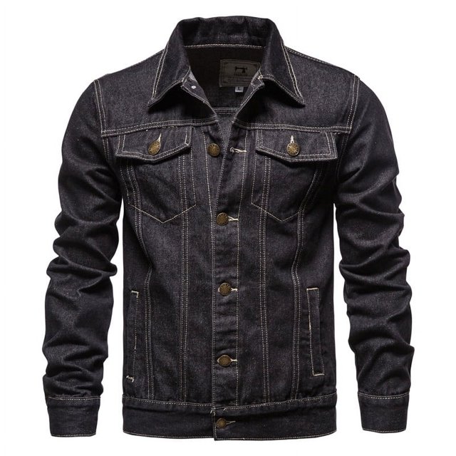 REDHOTYPE Men's Denim Jacket Veste en Jean Décontractée à Col Rabattu Uni à Simple Boutonnage Automne Coupe Slim