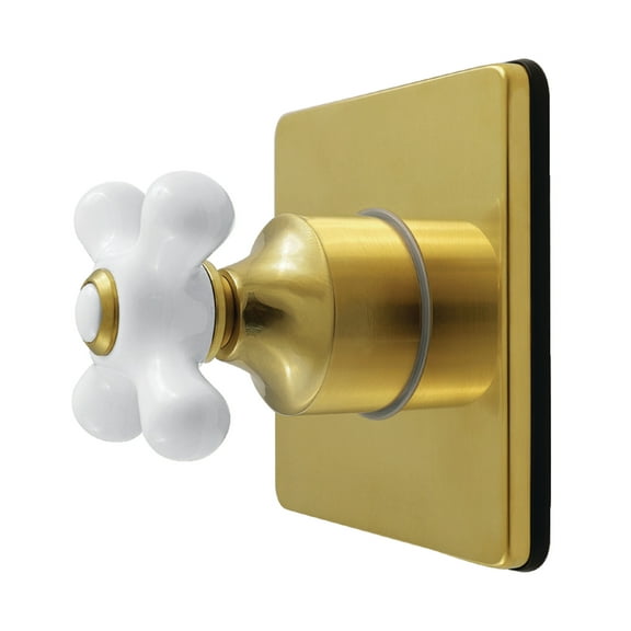 Kingston Brass KS4047PX Restoration Single-Handle Six-Way Diverter Valve with Square Trim Kit, Brushed Brass