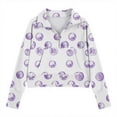 thumbnail image 4 of Bnwani Sweatshirt for Girls Zip Mock Neck Long Sleeve Half Zip Crop Fleece Sweatshirt Printed Pullover Size 7-8, 4 of 5