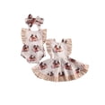 thumbnail image 5 of Robe Manches Volantes Col Carré Imprimé Floral Filles/ Baby Romper avec Couvre-Chefs, 5 of 5