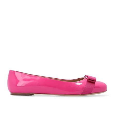 

Salvatore Ferragamo Hot Pink Patent Leather Varina Bow Ballet Flats Brand Size 6.5