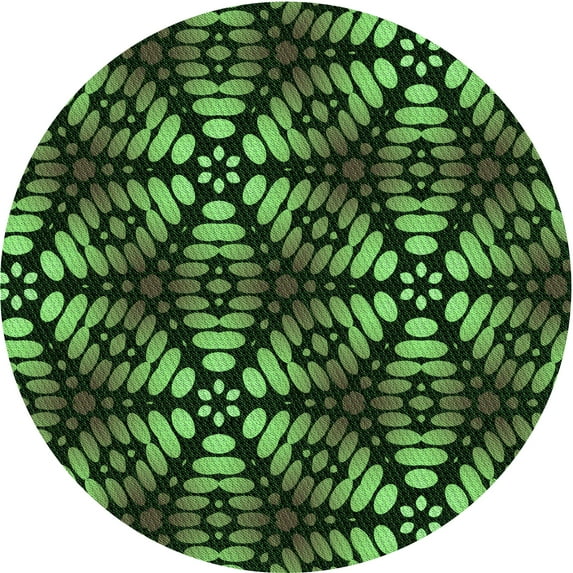 Ahgly Company Machine Washable Indoor Round Transitional Dark Forest Green Area Rugs, 6' Round