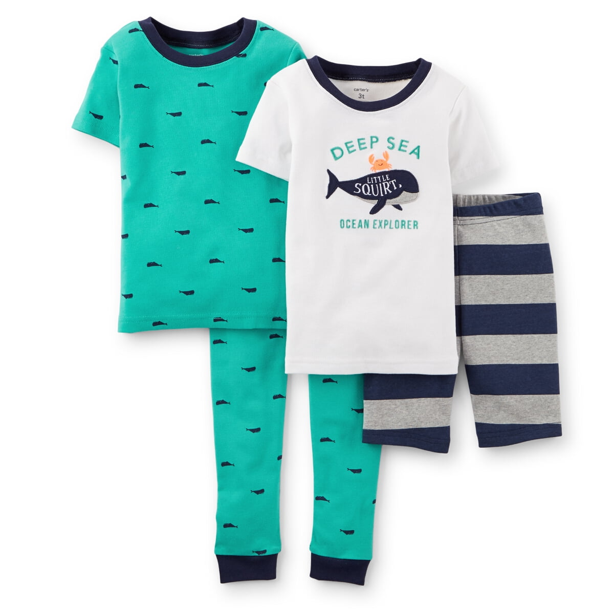 Multicolored//Narwhal, 12 Months Carters 4-Piece Snug Fit Cotton PJs