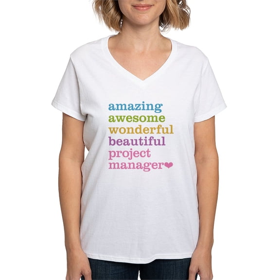 CafePress - Project Manager Women's V Neck T Shirt - Womens Cotton V-Neck T-shirt
